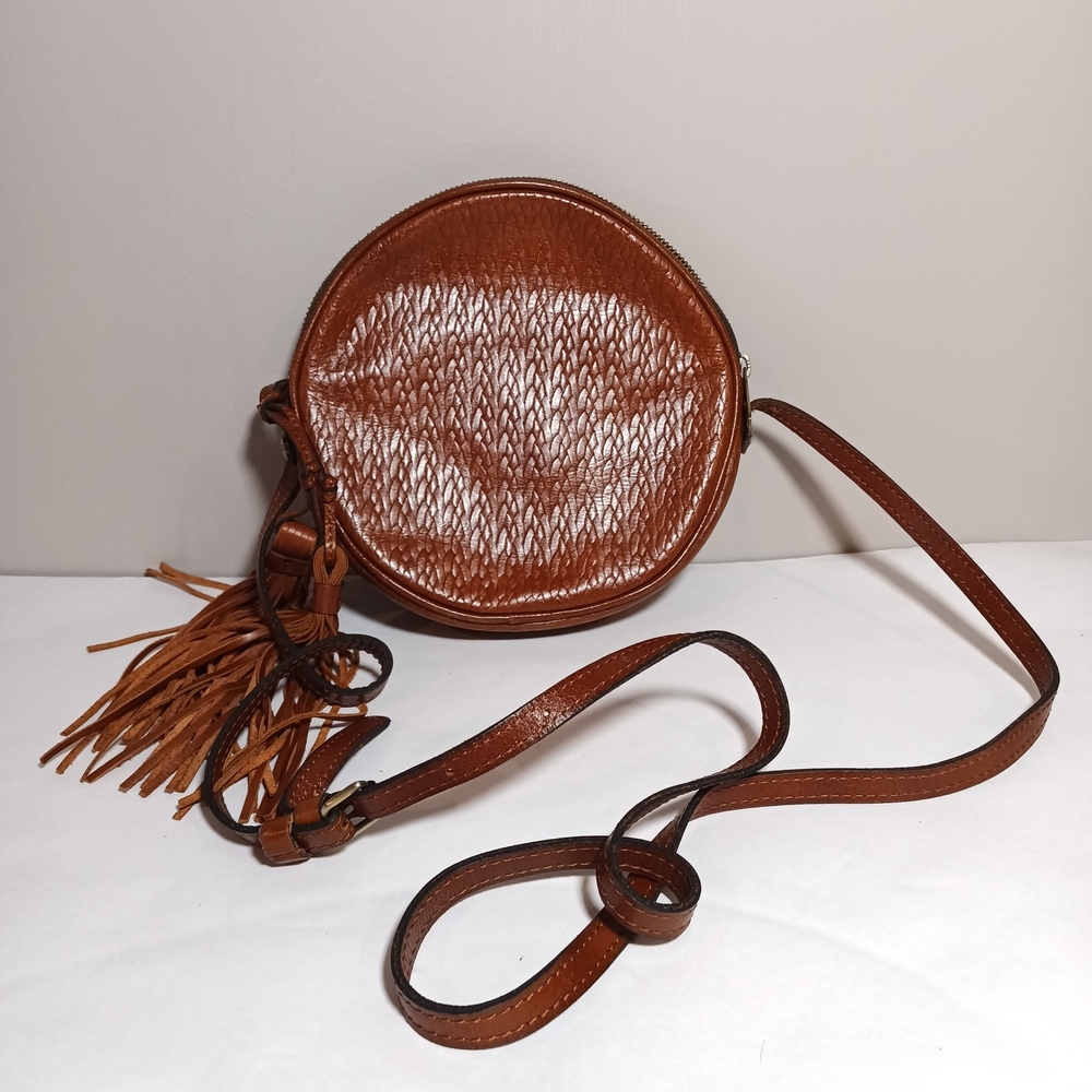 Patricia Nash leather Scafati Embossed canteen tassel crossbody bag